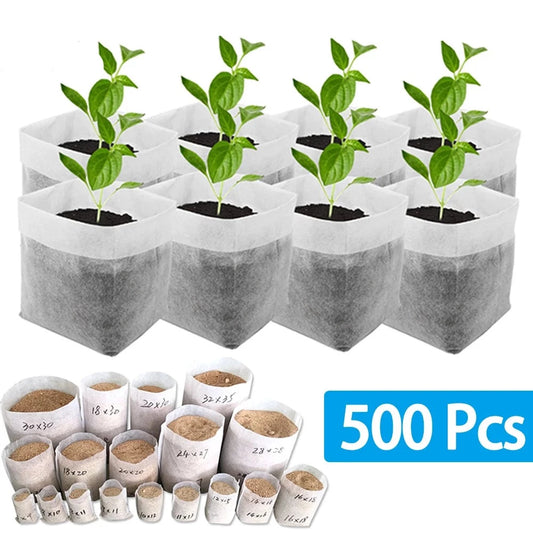100-500Pcs Nursery Plant Grow Bags Non-woven Fabric Bags 